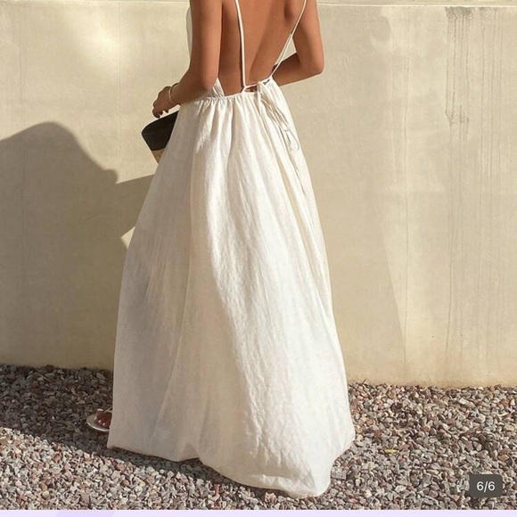 NWT Chic Cream Backless Maxi Dress - Picture 6 of 7